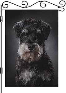 AOYEGO Schnauzer Dog Garden Flag 12.5x18 Inch Vertical Double Sided Dog Portrait on a Dark Grey Background Yard Garden House Flag for Outdoor Indoor Decoration