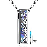AINFQY Urn Necklace Ashes 925 Sterling Silver Cremation Pendant Memorial Ashes Abalone Shell Pendant Jewelry Gift for Women Men