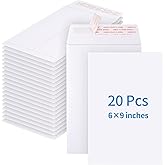 20 Pack Catalog Envelopes Self Seal, 6 x 9 Inches Catalog Mailing Envelopes,White Manila Envelopes for Mailing, Organize, Storage, Home, Office