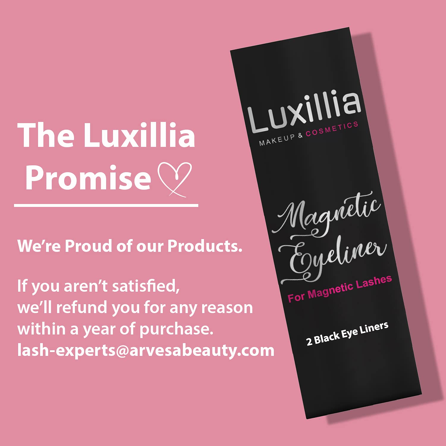 Luxillia Magnetic Eyeliner for Magnetic Eyelashes, Upgraded Strongest Hold, Most Natural Look, Waterproof, Smudge Proof Liquid Liner in Black