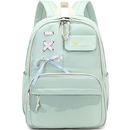 Lanola Teen Girl School Backpack Casual Daypack Bookbag Elementary Middle  School College Fashion Travel Backpack with Cute Ribbon for Girls Green  in