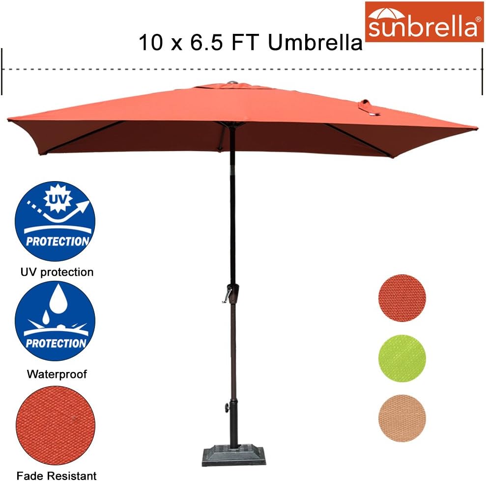 Amazon Com Sundale Outdoor 6 5 X 10 Ft Sunbrella Canopy Rectangular Umbrella Patio Garden Outdoor Aluminum Market Umbrella With Crank And Push Button Tilt Terracotta Garden Outdoor