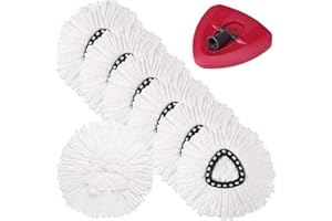 6 Pack Microfiber Mop Refills with Rotating Base Streak- Absorbent Heads for Hard-Surface Floor Cleaning