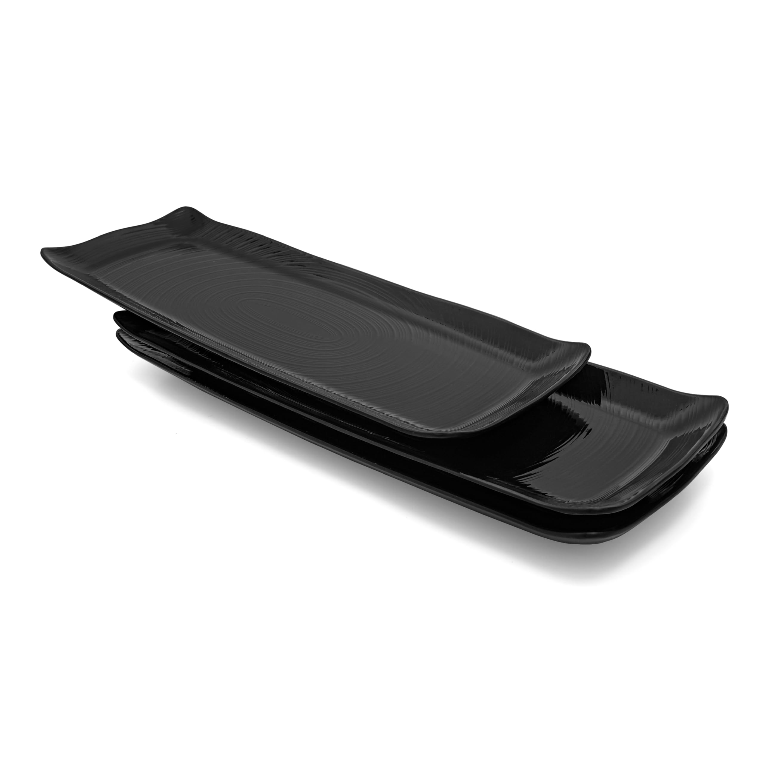 Photo 1 of TP 16" Melamine Serving Trays Set of 3, Black Rectangular Platters for Food, Appetizers, Fruits, Snakes and Party Serveware, Large Trays for Entertaining & Events