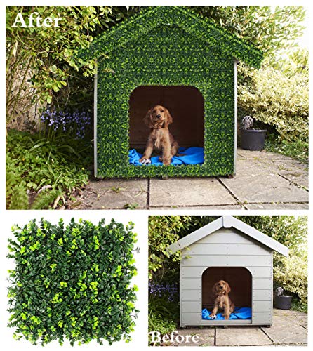 ULAND Artificial Hedges Faux Boxwood Panels Mint Leaves Fence Privacy Screen Panels  Decorative Trellis 20"x 20" (12 Pack) - Easy to Install - UV Protection - Fire Retardant - No Maintenance - Thumbnail 2