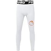 Poekuao Boys Thermal Compression Pants Youth Fleece Lined Sports Base Layer Leggings Kids Athletic Tights Cold Weather Gear