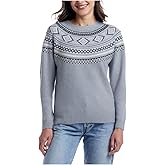 Weatherproof Vintage Women's Long Sleeve Fairisle Sweater (US, Alpha, Large, Regular, Regular, Blue)