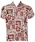 La Leela Hawaiian Shirt For Men Short Sleeve Front-Pocket Tropical White Red