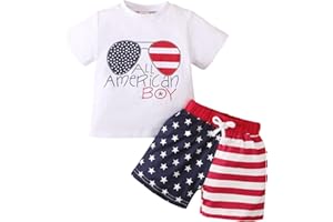 FYBITBO Baby Boy 4th of July Outfits Short Sleeve Tee Shirt and Casual Shorts 2Pcs Fourth of July Summer Outfit