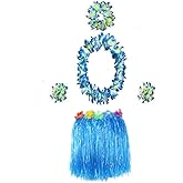BAJOTAL Hawaiian Luau Hula Grass Skirt with Large Flower Costume Set for Dance Party Decorations Favors