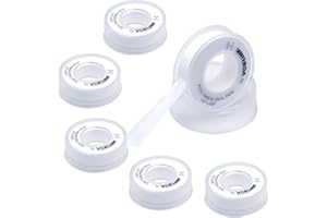 VCELINK PTFE Teflon Tape Plumbing 6-Pack, Water Sealant Thread Tape, 520" Length, 1/2" Width, 3.5 mil Thick, Plumbers Tape for Shower Head and Pipe Thread, White