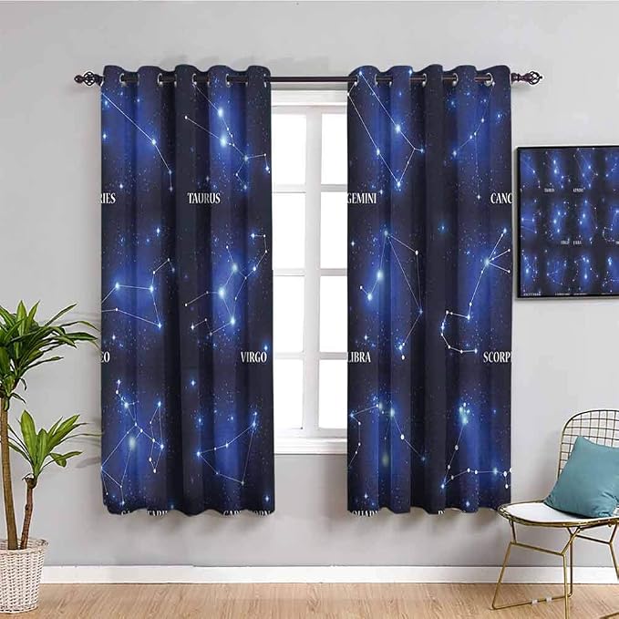 Amazon.com: Constellation Blackout Curtain Panels Window, Curtains 45