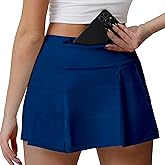 Husnainna High Waisted Pleated Tennis Skirt with Pockets Athletic Golf Skorts for Women Casual Workout Built-in Shorts