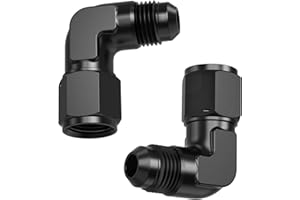 TRUCKMETER 2 Pcs 90 Degree 6AN Female to 6AN Male Swivel Flare Union Fitting Adapter, Black Hard Aluminum Hex Anodized Connector, Automotive Accessories Suitable for Vehicle Fuel Oil Line Modification