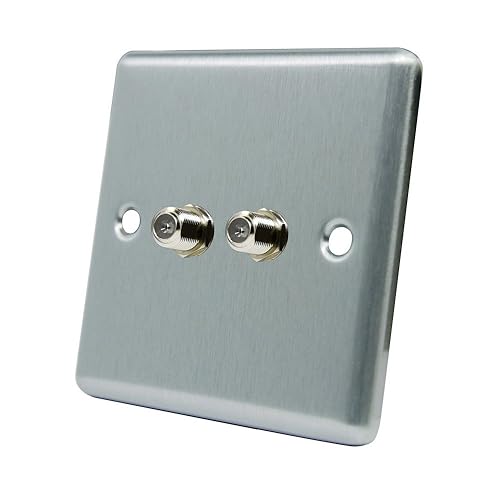 Double "F" Type Coaxial Wall Socket Plate Tv Ntl Sky Amazon.co.uk DIY