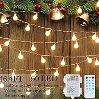 LED Christmas String Lights Rilitor LED Holiday Fairy String Light with 4 Sound Control & 8 Mode Setting  Ball String Lights for Outdoor Indoor Bedroom Garden Patio Wedding Tree ( Warm White)