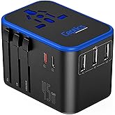 Ceptics Universal Travel Adapter, 45W International Power Adapter with PD & QC 3.0 Dual USB-C, 3 USB Travel Adapter Worldwide, Type I C G A Outlets 110V 220V A/C - EU Euro US UK (11-KU)