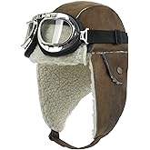 ililily Aviator Hat Winter Snowboard Fur Ear Flaps Trooper Trapper Pilot Goggles