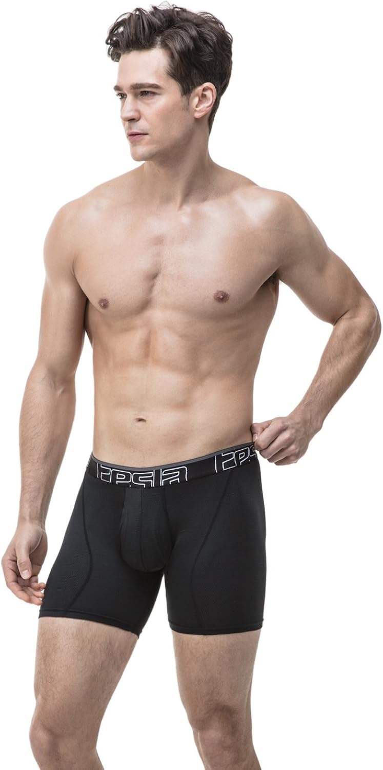 TSLA Men's (Pack of 2, 3) Relaxed Stretch 9 inches Cool Dry Brief Mesh Underwear Trunk: Clothing