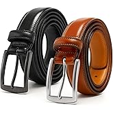 Genuine Leather Dress Belts For Men - Mens Belt For Suits, Jeans, Uniform With Single Prong Buckle - Designed in the USA