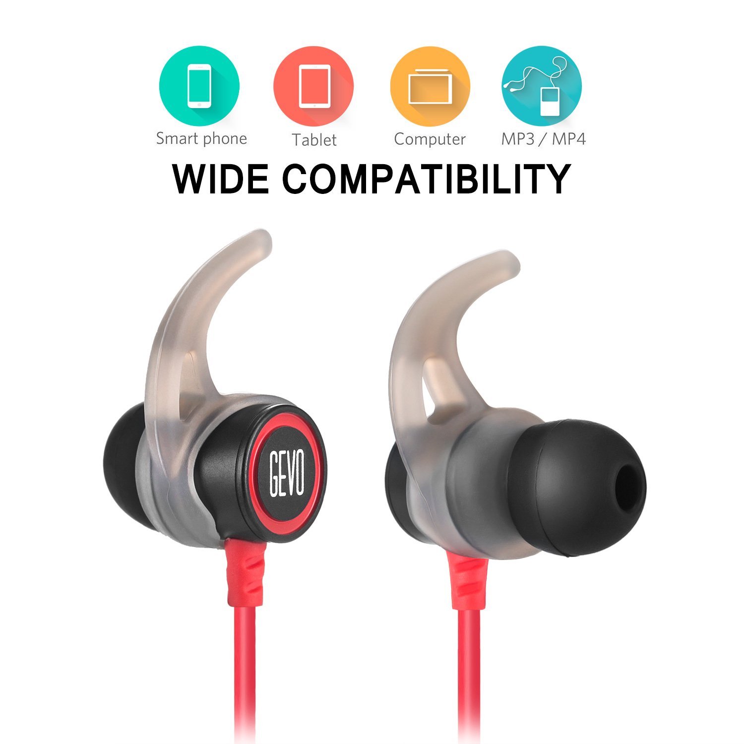Zakitane In-Ear Earbud Sport Earphones Noise Isolating Headphones with Microphone Stereo Bass Dynamic Crystal Clear Sound, Ergonomic Comfort-Fit, for iPhone 6 / 6 Plus /5 / 5c /SE 4 and Android Phones (Black&Red)