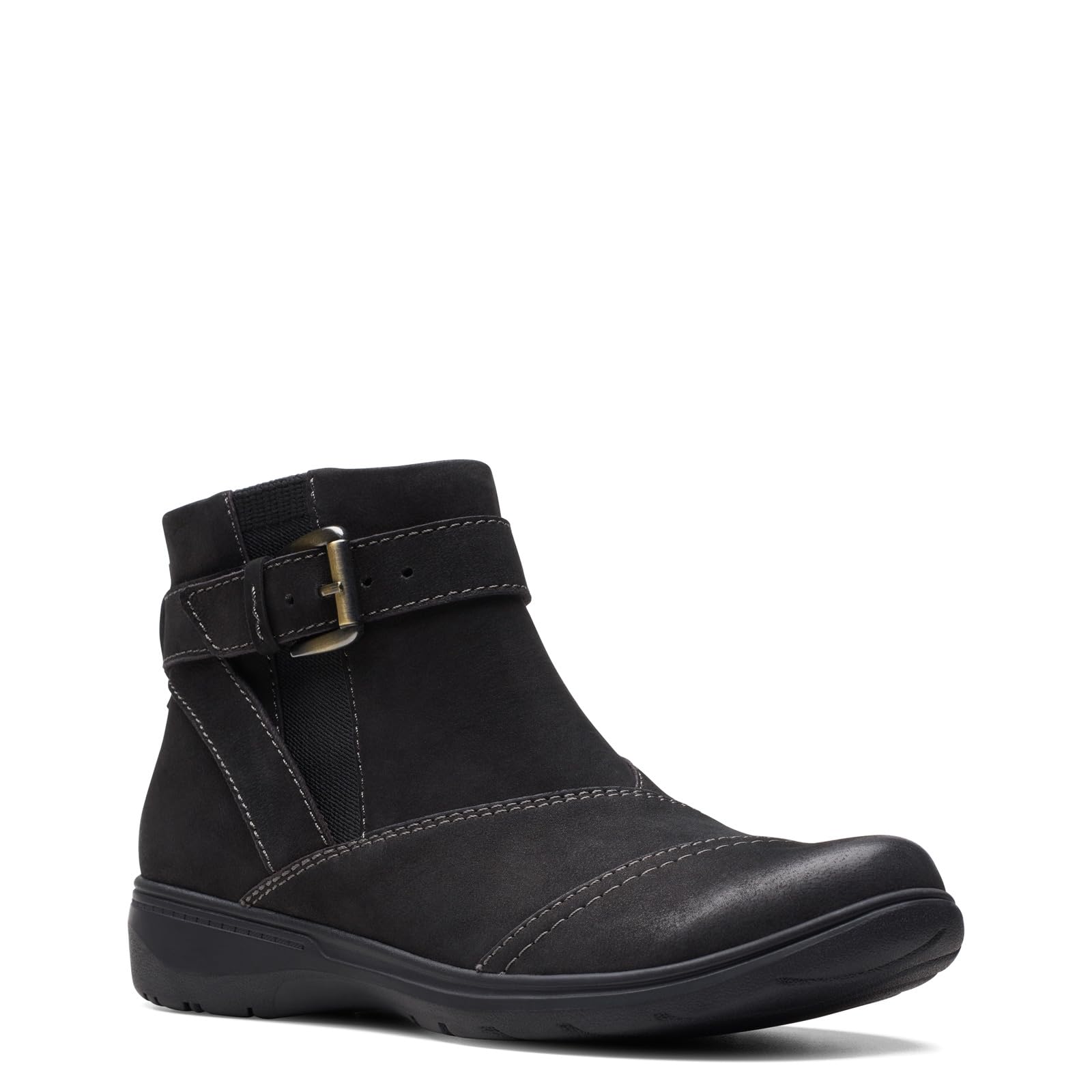 Clarks Women’s Carleigh Dalia Ankle Boot, Black Nubuck, 6 Wide