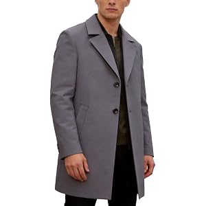 BFAFEN Mens Trench Coat Mid Length Trench Coat Men Notched Lapel Pea Coat | Single Double Breasted Mid Length Long Jacket Lig