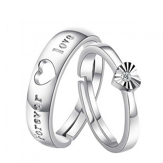 19 Likes Love Gifts Silver Metal Alloy Size Adjustable Finger Rings For Couples For Women
