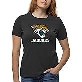 Team Fan Apparel Women's NFL Ultimate Fan Logo Short Sleeve T-Shirt - 100% Cotton - Officially Licensed - Tagless Tee (Jacksonville Jaguars - Black, Medium)