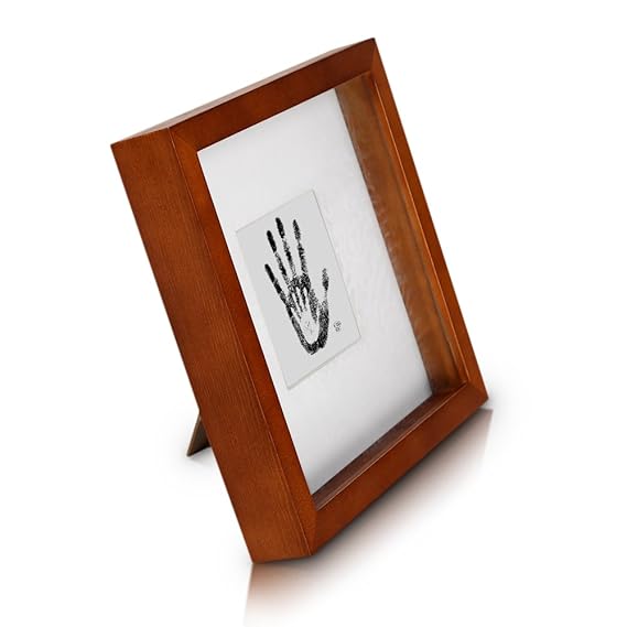 Classic by Casa Chic - Quadratischer Box-Bilderrahmen aus Echtholz - rustkales Braun - 23x23 cm und 4,5 cm tief - Sicherheits