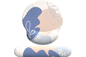 eulps Mouse Pad Wrist Support, Ergonomic Memory Foam Keyboard Wrist Pad & Gel Wrist Rest Set for Computer Keyboard for Easy Typing & Pain Relief for Office & Home (Leafy Lushness Set)