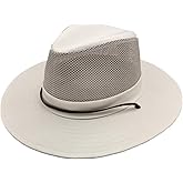 TUREVIEW Men's Flat Wide Brim Mesh Safari Outdoor Hat Panama Hat Travel Fishing Hiking with Windproof
