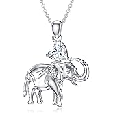 LONAGO Elephant Necklace Birthstone Elephant Pendant Necklace for Women