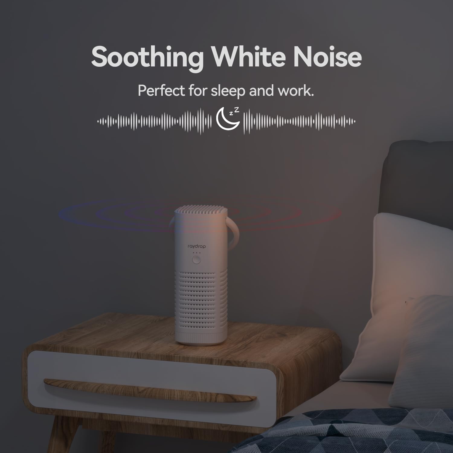 raydrop Portable Mini Air Purifier, Small Cordless HEPA Personal Desk Air Purifier for Car Travel Bedroom Office Room, Rechargeable, Aromatherapy (White)
