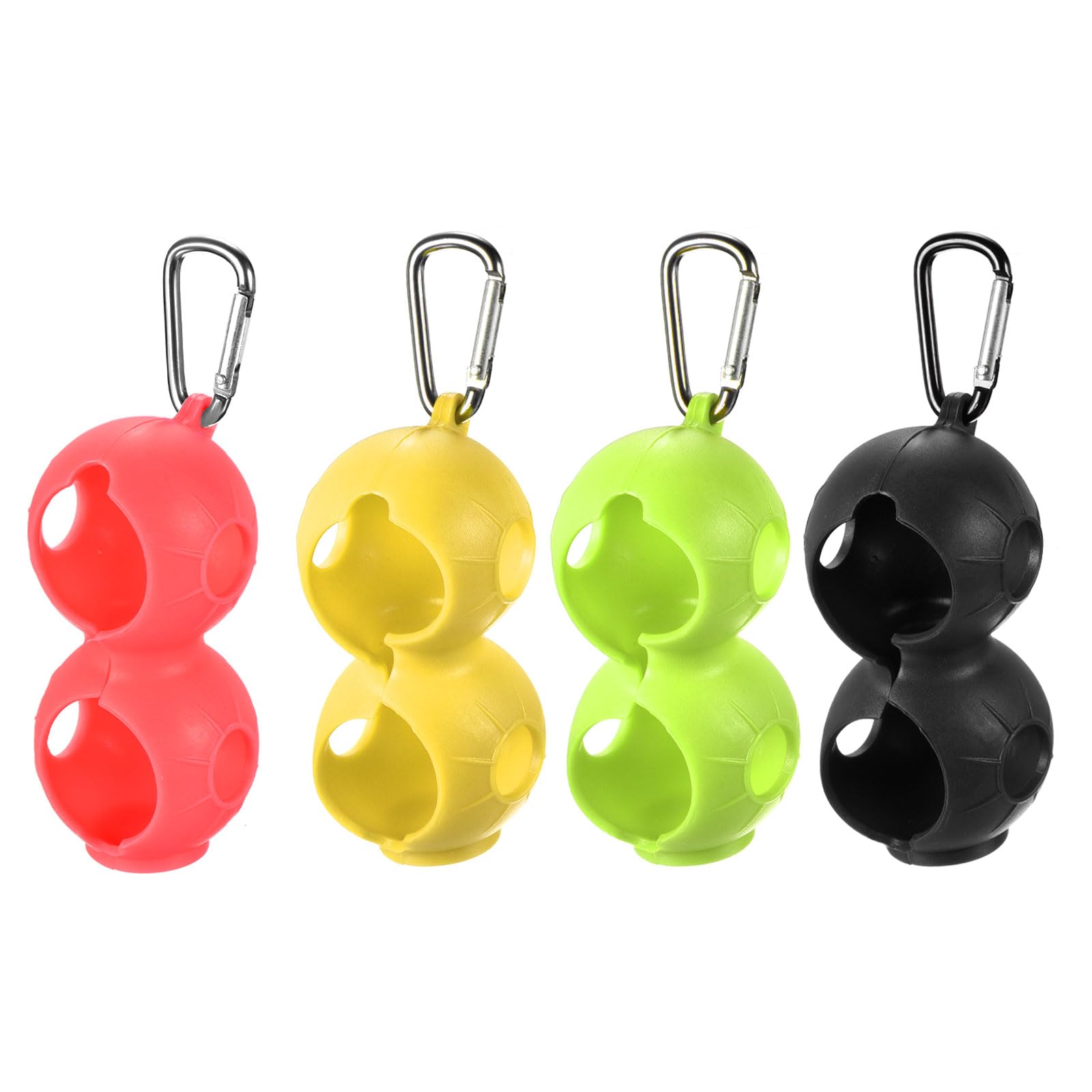 PATIKIL Golf Ball Holder, 4 Pack Silicone 2 Balls Carrier Protective Portable Sleeve with Buckle for Golf Bag Belt, Multicolor