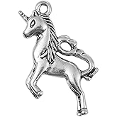 PEPPERLONELY 10pc Antiqued Silver Alloy Horse Animal Charms Pendants 24x24mm (1"x 1")