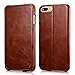 iPhone 8 Plus Case, iPhone 7 Plus Case, Benuo [Vintage Classic Series] Genuine Leather Handmade Folio Flip Leather Case, Ultra Slim, Magnetic Closure with Stand for Apple iPhone 8 Plus/7 Plus (Brown)