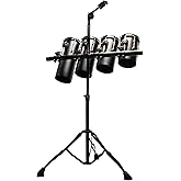 Beatello 4-Piece Carbon Steel Octobon-Style Rack Tom Set &ndash; 6"x14.5", 6"x12.5", 6"x11", 6"x8.6" &ndash; Metal Toms for Drum Set Expansion &ndash; Bright Projection, Cymbal Mount Compatible