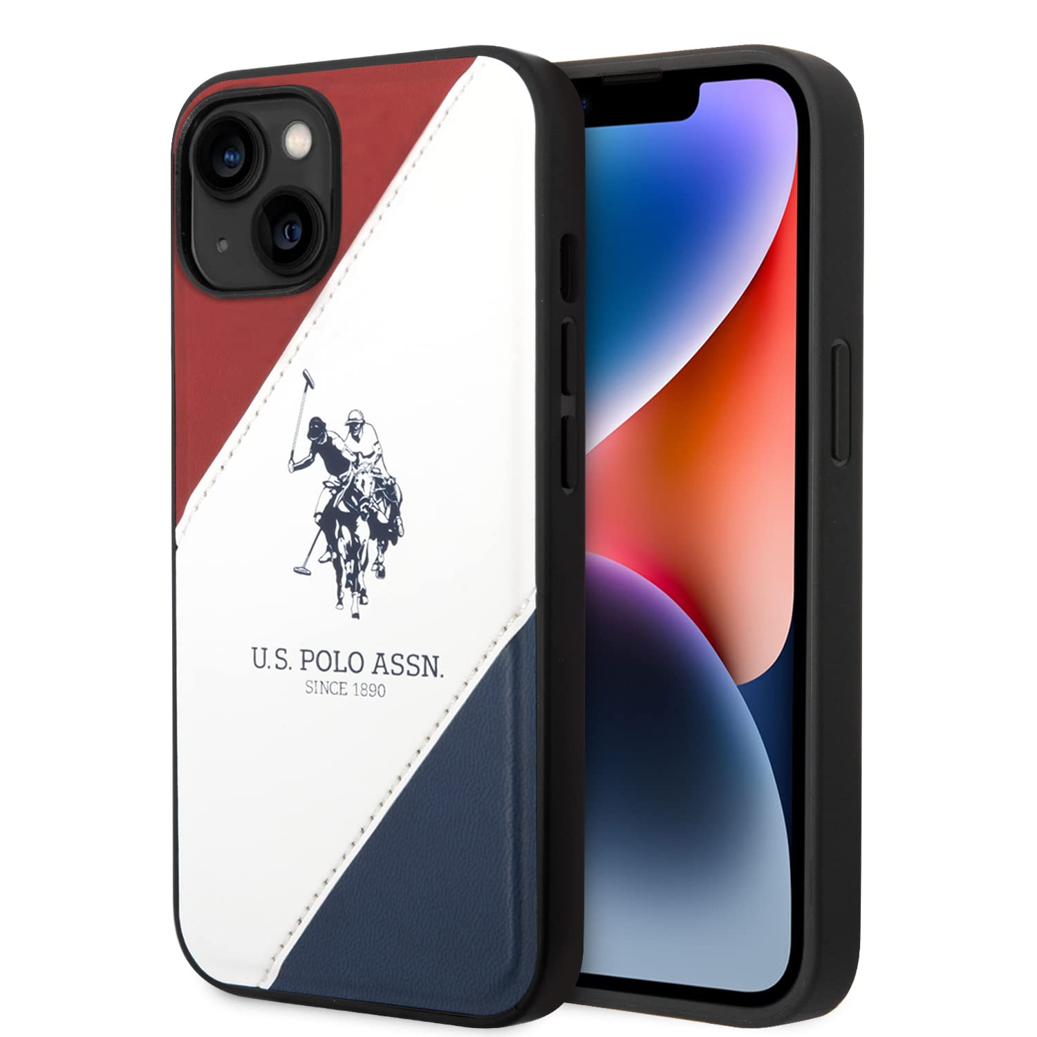 US Polo USHCP14SPSO3 Mobile Phone Case for iPhone 14 6.1 inch White/White Tricolor Embossed