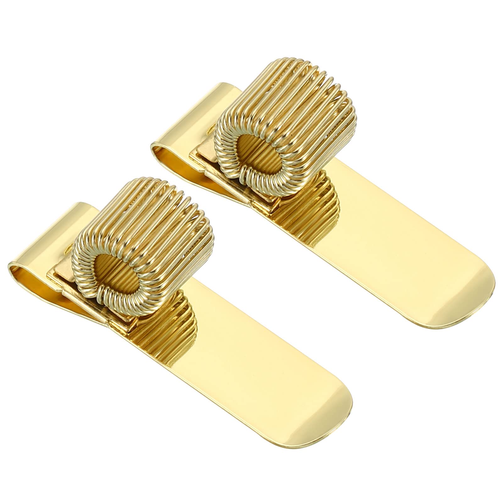 PATIKIL Pen Holder Clips, 2Pcs Metal Horizontal Portable Single Spring Loop Pencil Organizer for Office Business Pocket Notebook Clipboard, Golden