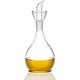 HAIZEEN 13ounce/ 380 ml Clear Glass Olive Oil Dispenser Bottle - Oil & Vinegar Cruet with Pourers and NO Funnel Needed - Olive Oil Carafe Decanter for Kitchen and BBQ