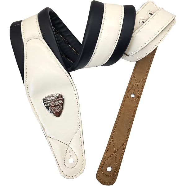 Sangle Guitare Rayzm En Cuir Véritable - Largeur 5,5cm Avec Doublure Daim Réglable