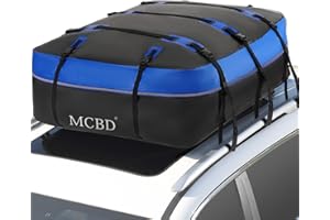 MCBD Rooftop Cargo Carrier Bag, 15 Cubic Feet Waterproof Soft-Shell Car Roof Bag for All Vehicles SUV with/Without Rack, Car Top Luggage Storage Bag