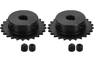 uxcell 2 Pcs #25 Chain Roller Sprocket 10mm Bore, 1/4" Pitch 25 Tooth C45 Carbon Steel ANSI #25 Roller Sprocket Keyway 4 x 1.