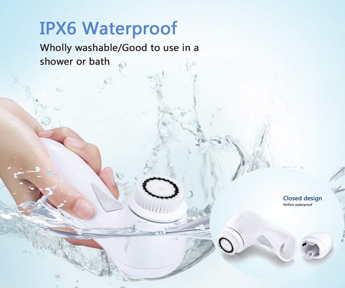 Anfiar Gesichtsreinigungsbürste Gesichtsbürste Elektrisch IPX6 Wasserdicht Minimiert Poren Porenreiniger Entfernt Mitesser Verbessert Teint Hautreinigung Gesichts-Massagegerät mit Etui