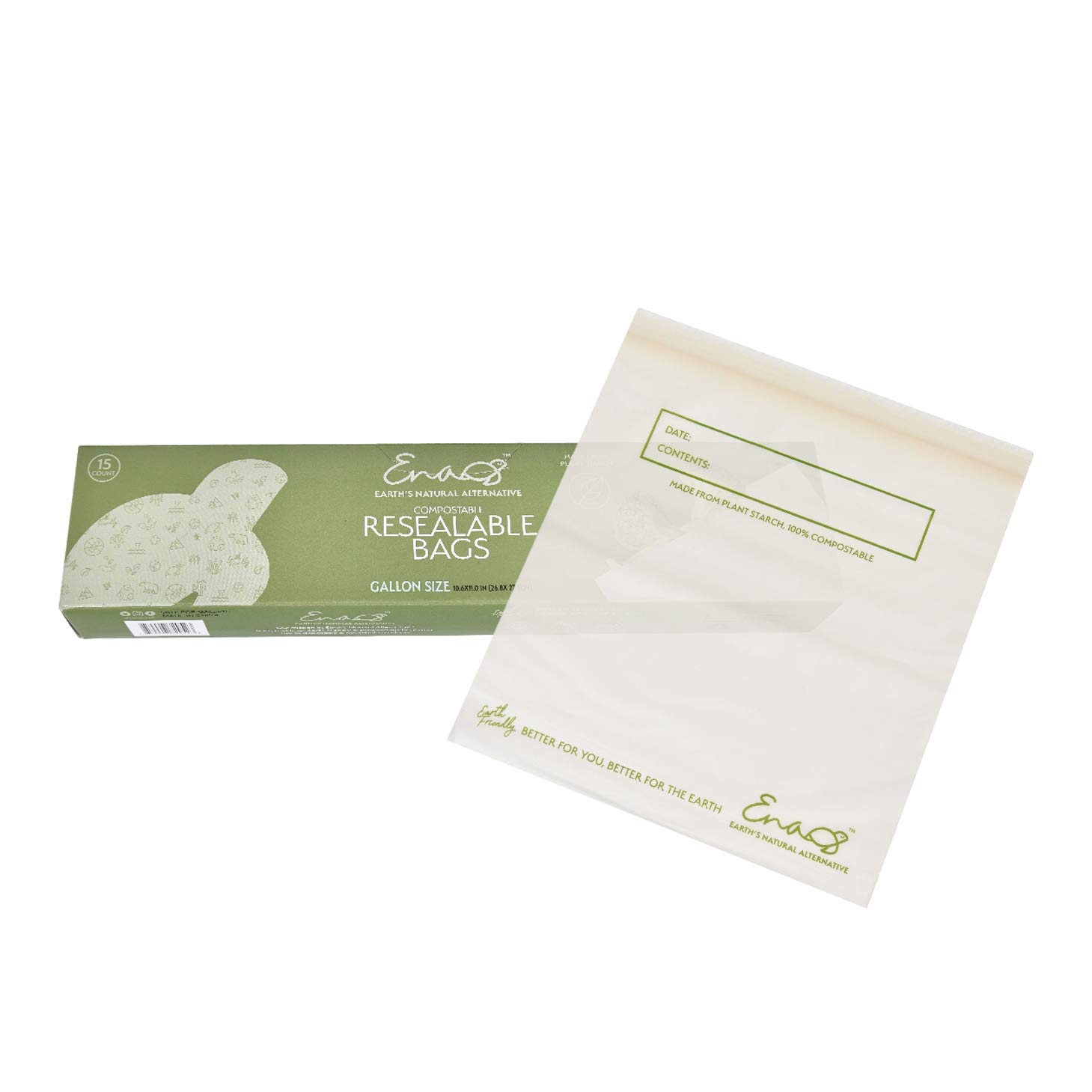 Photo 1 of 100% Compostable Food Storage Bags [Gallon 50 Pack] Eco-Friendly Freezer Bags, Resealable Bags, Heavy-Duty, Reusable, Off-White by Earth's Natural Alternative