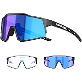 KAPVOE Photochromic Cycling Glasses MTB Clear Mountain Bike Transition Bicycle Sunglasses for Men Women - K9022