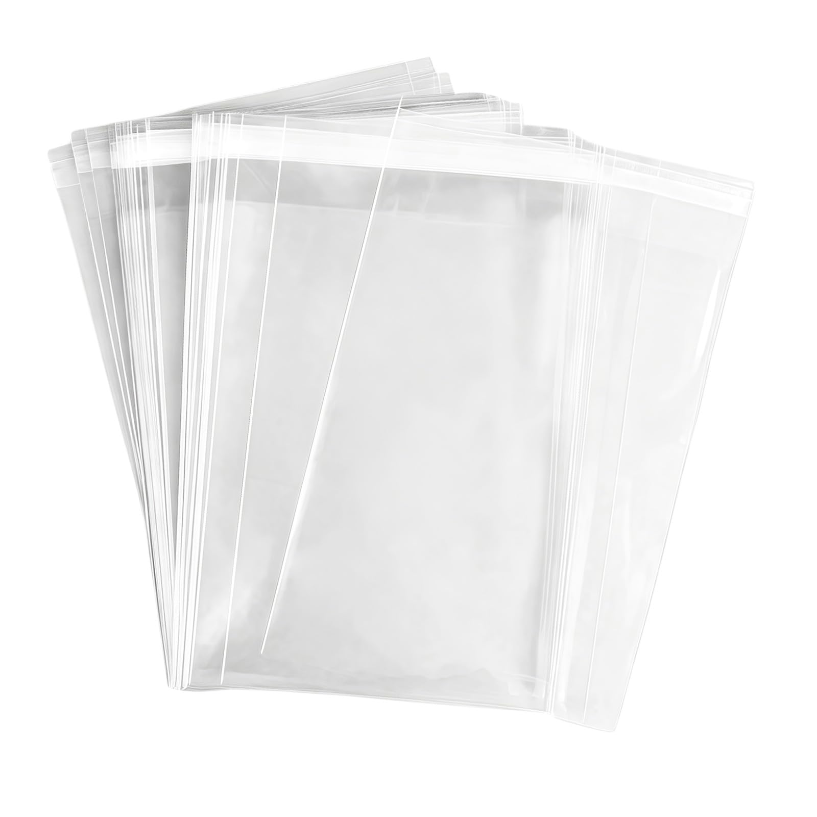 100PCS 11.8x15.7inch/30x40cm Clear Plastic 1.2mil Self-Adhesive Resealable Cello/Gift Wrapper for Food Storage, Snacks, Bakery, Candles, Cookies