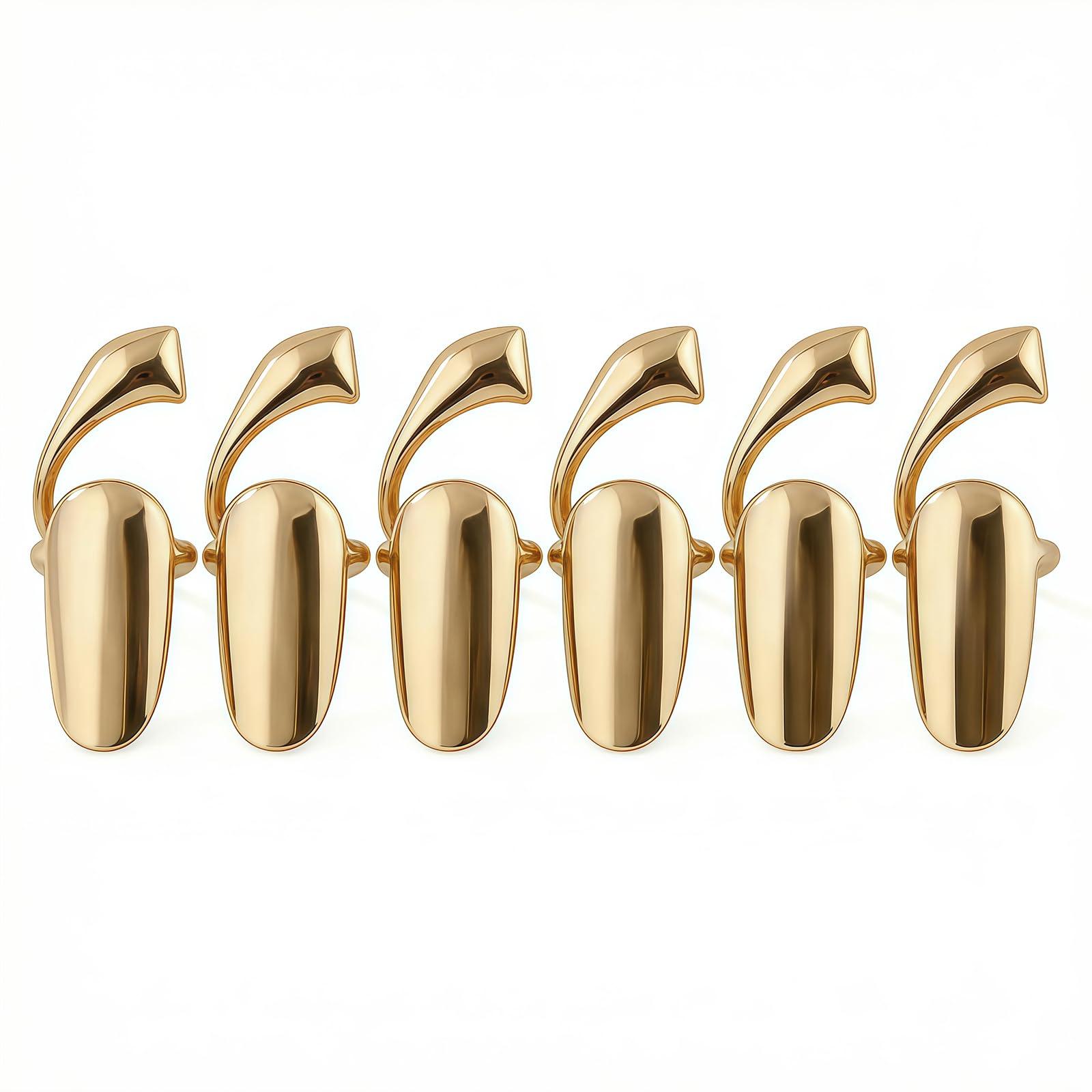 6Pcs Women Nail Finger Ring Nail Cap Cover Ring Tip Charm Protect Fingernail Accessories