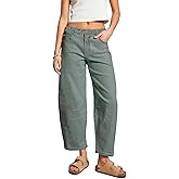 loveimgs Women Casual Striped Denim Pants Y2k Baggy Wide Leg Barrel Jeans Sweatpants Print Boyfriend Balloon Cargo Pants